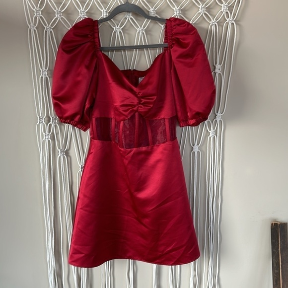 Autumn Adeigbo Clarette Dress Deep Red Womens Size 10 NEW - Picture 2 of 12